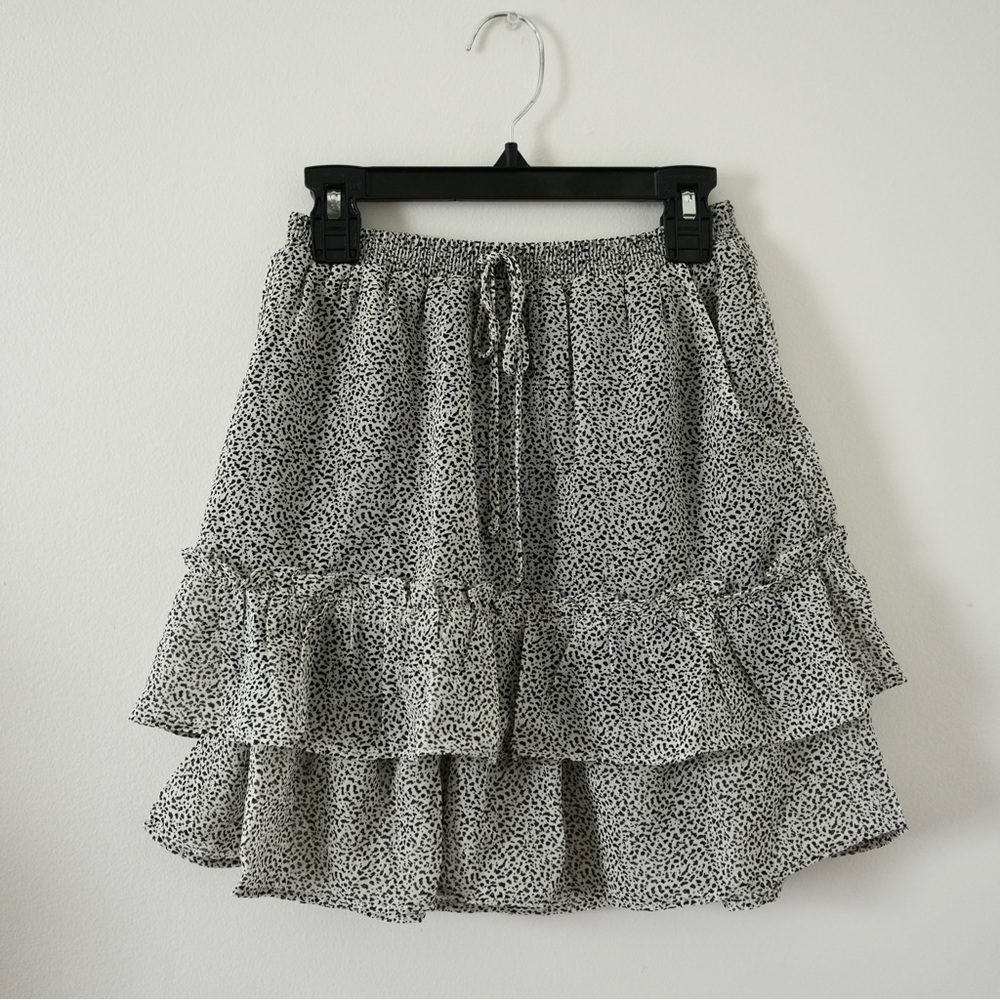 Dalmation Patterned Tiered Ruffle Hem Skirt